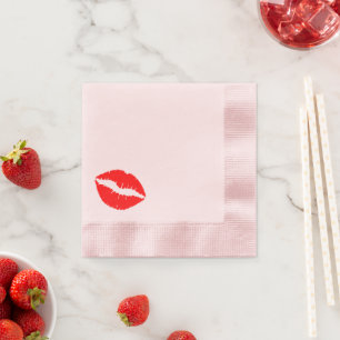 Knallroter Lippenstift-Kuss Serviette