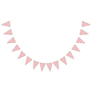 Knallrotes und rosa Blumen-Geschenkpapier mit Wimpelkette