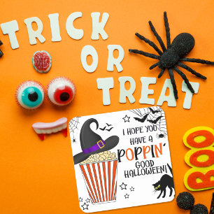 Knallt gute Halloween-Popcorn-Behandlungstasche Quadratischer Aufkleber