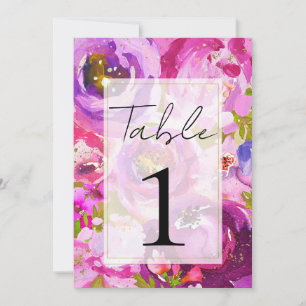 Knallt rosa und violette lebhafte Blumene Tischnum Einladung