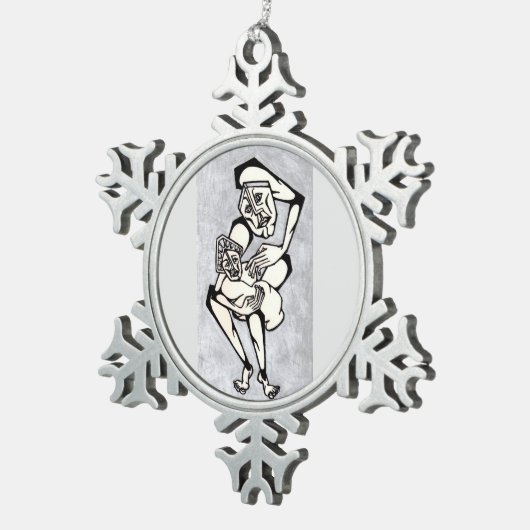 KNASH Madonna und Kind Schneeflocken Zinn-Ornament (Rechts)