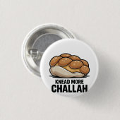 Knead more Challah Juden Backen Button (Vorne & Hinten)