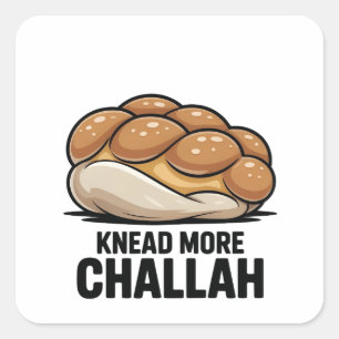 Knead more Challah Juden Backen Quadratischer Aufkleber