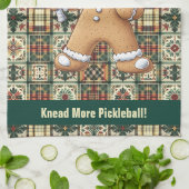 Knead More Pickleball - benutzerdefinierter Text Geschirrtuch (Gefaltet)