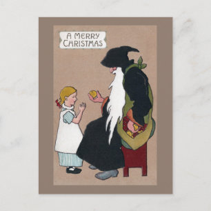 Knecht Ruprecht Vintage deutsche Weihnachtsfolklor Feiertagspostkarte