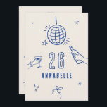 Knechte handgezeichnete Arche Geburtstagsgetränke  Einladung<br><div class="desc">Creme und blau whimsical Hand gezeichnet editierbare Alter Geburtstag Getränke Cocktail Disco Ball-Coquette Party einladen.</div>