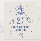 Knechte handgezeichnete Arche Geburtstagsgetränke Weinetikett (Einzelnes Label)