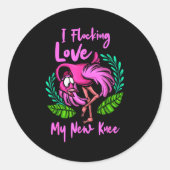 Knee Surgery Flamingo Flocking Love My New Knee Re Runder Aufkleber (Vorderseite)