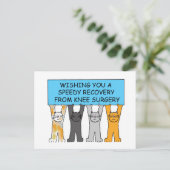 Knee Surgery  Speedy  Recovery Cartoon Cats Postkarte (Stehend Vorderseite)