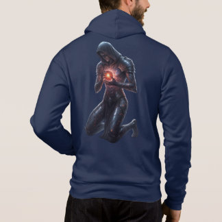 Kneel Before the Glow: Neo-Gothic Sci-Fi Zip-Up Hoodie