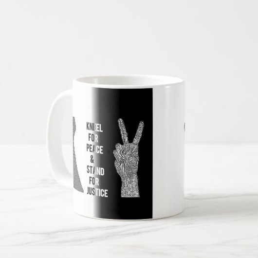 Kneel für Frieden und Stand der Gerechtigkeit Kaffeetasse (Vorderseite Links)