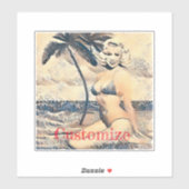 Kneeling Blonde Bikini Modell Thunder_Cove Aufkleber (Blatt)