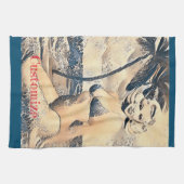 Kneeling Blonde Bikini Modell Thunder_Cove Geschirrtuch (Horizontal)