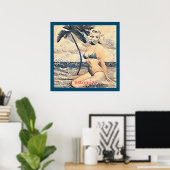 Kneeling Blonde Bikini Modell Thunder_Cove Poster (Heimbüro)