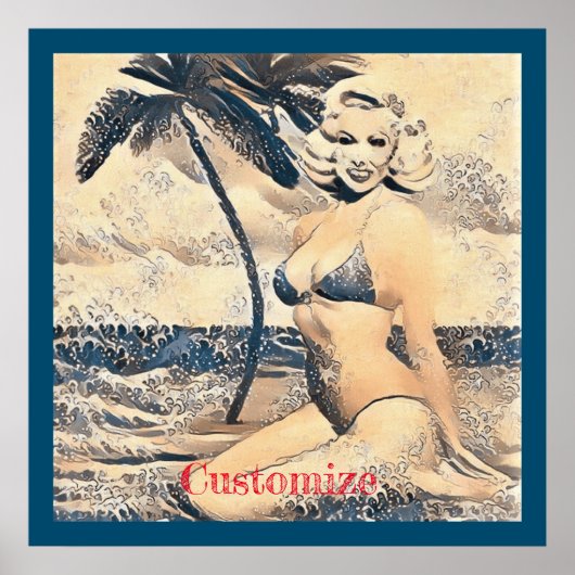 Kneeling Blonde Bikini Modell Thunder_Cove Poster (Vorne)