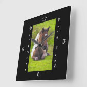 Kneeling Dartmoor Pony Foal Quadratische Wanduhr (Winkel)