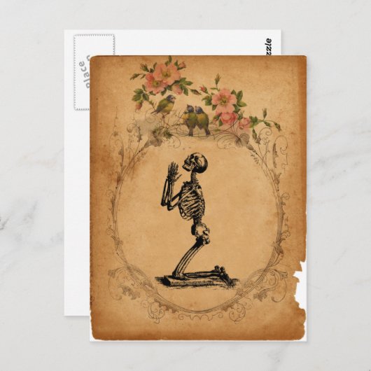 Kneeling Skeleton Postkarte (Vorne/Hinten)