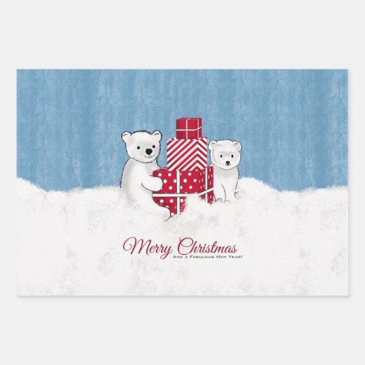 Kneipen aus Pollenbären mit roten Weihnachtsgesche Geschenkpapier Set (Vorderseite)