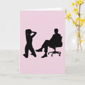 KNELING FRAU & MAN saß IN KINKY-KARTEN-STUHL Karte (Gelbe Blume)