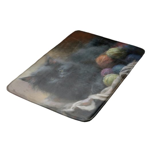 Knetbegleiter Black Kitten mit Garn Badematte (Schrägansicht)