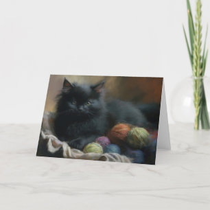 Knetbegleiter Black Kitten mit Garn Dankeskarte