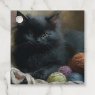 Knetbegleiter Black Kitten mit Garn Geschenkanhänger
