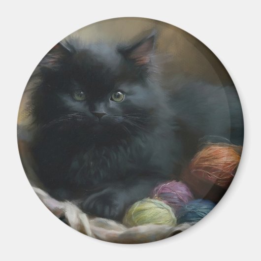 Knetbegleiter Black Kitten mit Garn Magnet (Vorne)