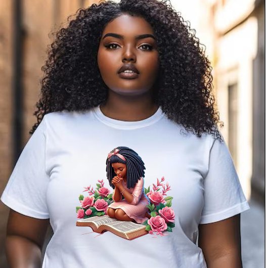 Kneten im Gebet - Rosa Flora - Afrikanischer Ameri T-Shirt