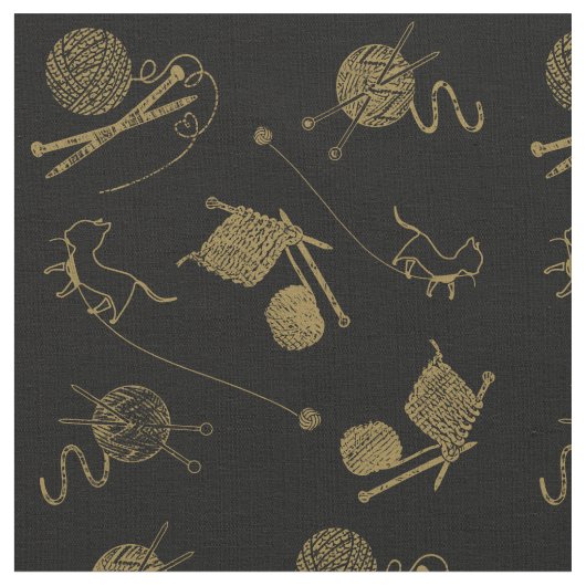 Knetkatzen mit Garnnnadeln Stoff (Nahaufnahme)