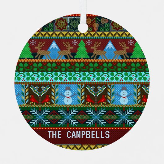 Knetter Ugly Christmas Sweater Rentier | Name Ornament Aus Metall (Vorderseite)