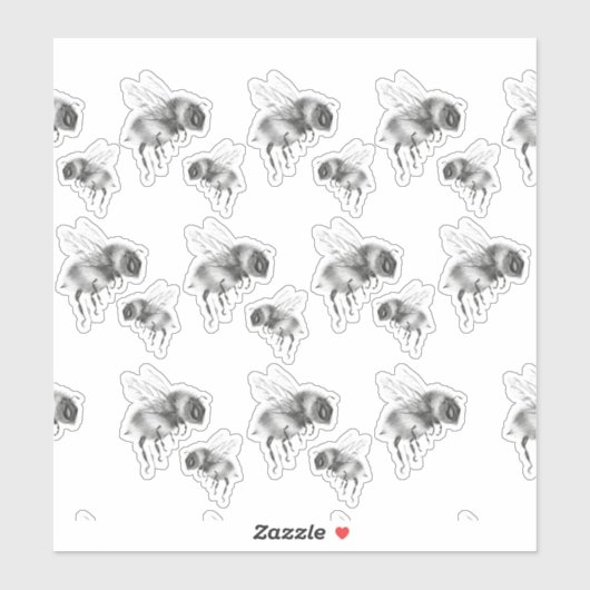 Knie der Biene in Schwarz-Weiß Aufkleber (Blatt)