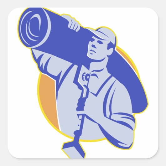 Knie-Kicker-Tool für Teppichschichtarbeiter Quadratischer Aufkleber (Vorderseite)