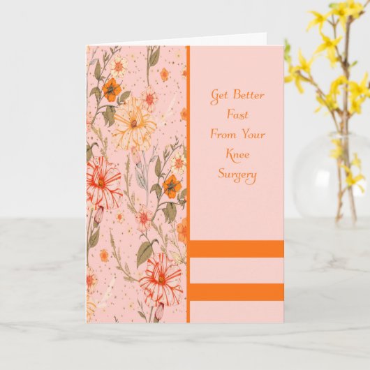 Knie Operation Peach Colour wird bald gut Karte (Gelbe Blume)