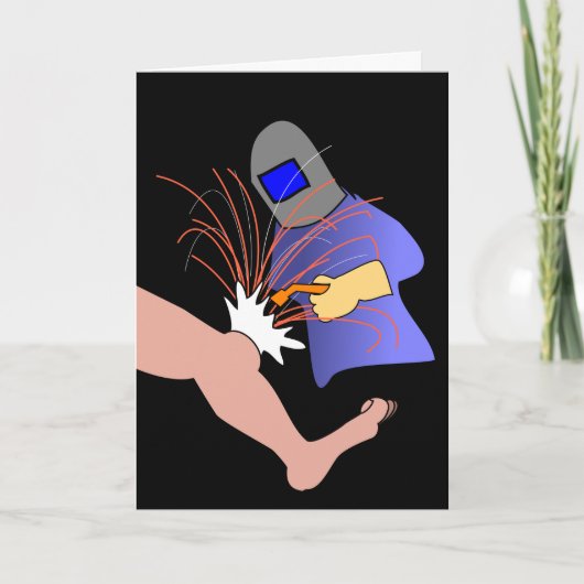 Knie-Operation wird gut Humorer-Card-Welder-Cartoo Karte (Vorderseite)