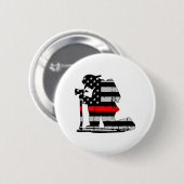 Knienfeuerwehrmann-dünn rote Linie Button (Vorne & Hinten)