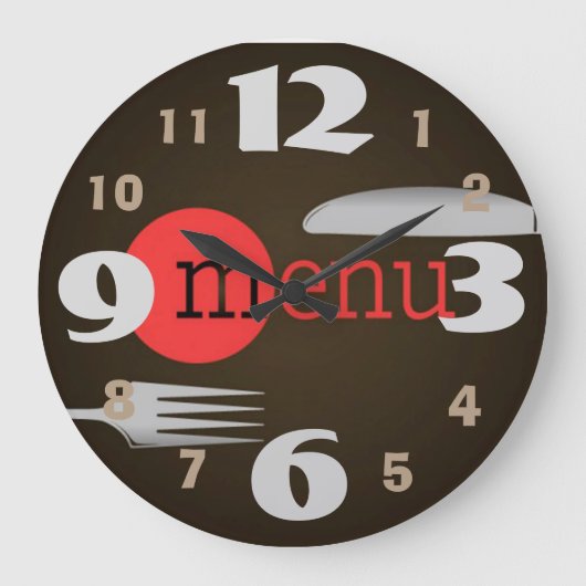 Knife And Fork Kitchen Clock with Large Numbers Große Wanduhr (Vorderseite)