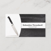 Knife& Black Leather Background Replaceable Photo Visitenkarte (Vorderseite)