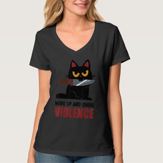 Knife Cat Woke Up And Chose Violence Tee (Vorderseite)