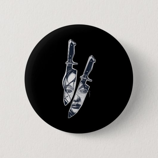Knife Girl Tattoo Button (Vorderseite)