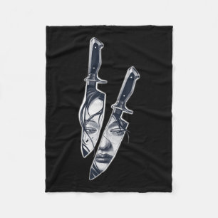 Knife Girl Tattoo Fleecedecke