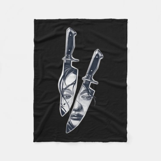 Knife Girl Tattoo Fleecedecke (Vorderseite)