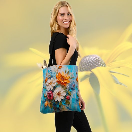 Knife Painted Bouquet Tasche