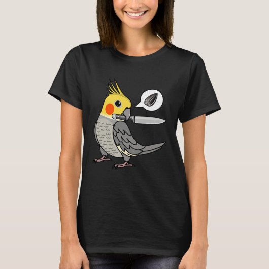 Knife Parrot Wants Seeds I Cockatiel T-Shirt (Vorderseite)