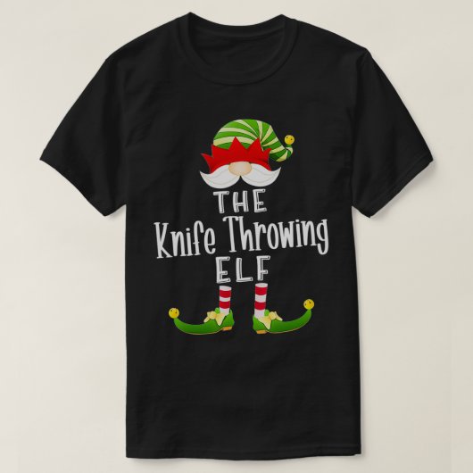 Knife Throwing Elf Gruppe Weihnachtsfunny Pajama P T-Shirt (Design vorne)