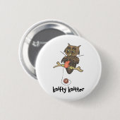 knifty Stricker der Eule und des Garns Button (Vorne & Hinten)