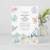 Knight and Dragon Royal Medieval Boy Birthday Einladung (Stehend Vorderseite)