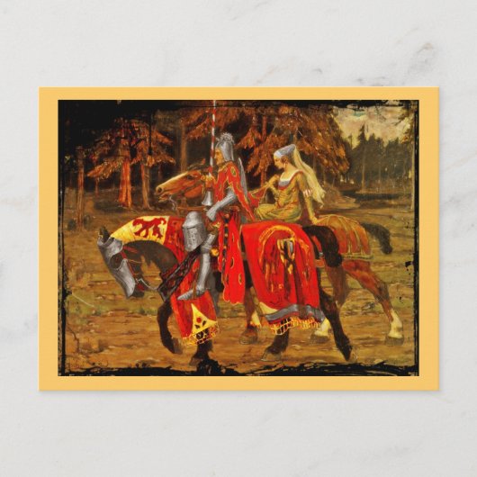 Knight and Maiden Chivalry Postkarte (Vorderseite)