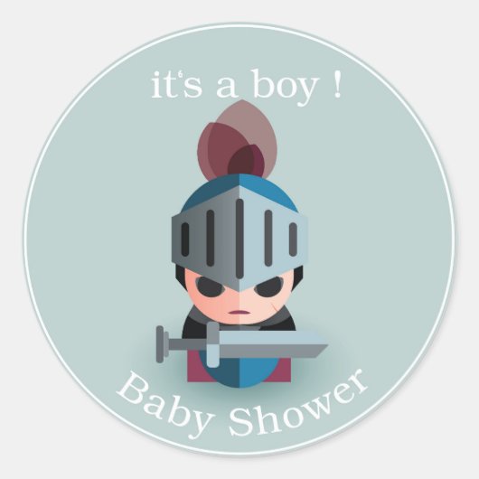 Knight Boy Baby Dusche Runder Aufkleber (Vorderseite)