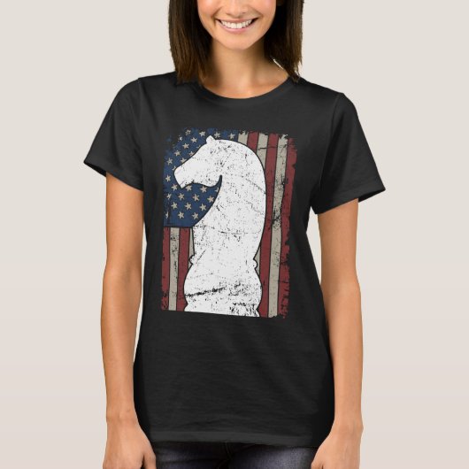 Knight Chess Piece USA Flag Womens Mens Chess Pla T-Shirt (Vorderseite)