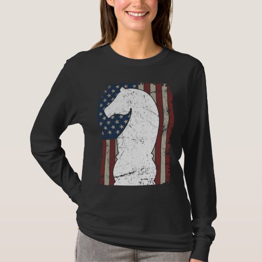Knight Chess Piece USA Flag  Womens Mens Chess Pla T-Shirt (Vorderseite)